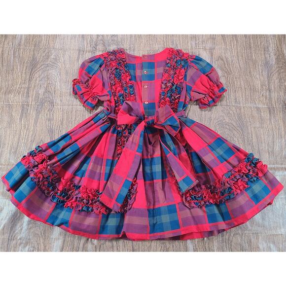 VINTAGE Martha's Miniatures Red Plaid Dress 6 Christmas Rare Full Circle Pageant - Picture 2 of 12